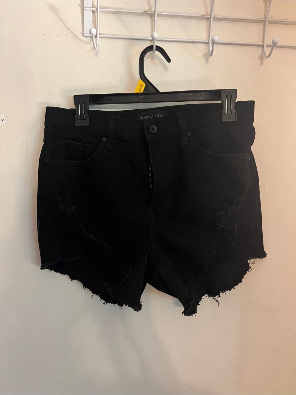 Kendall & Kylie Black Frayed High-Rise Denim Shorts